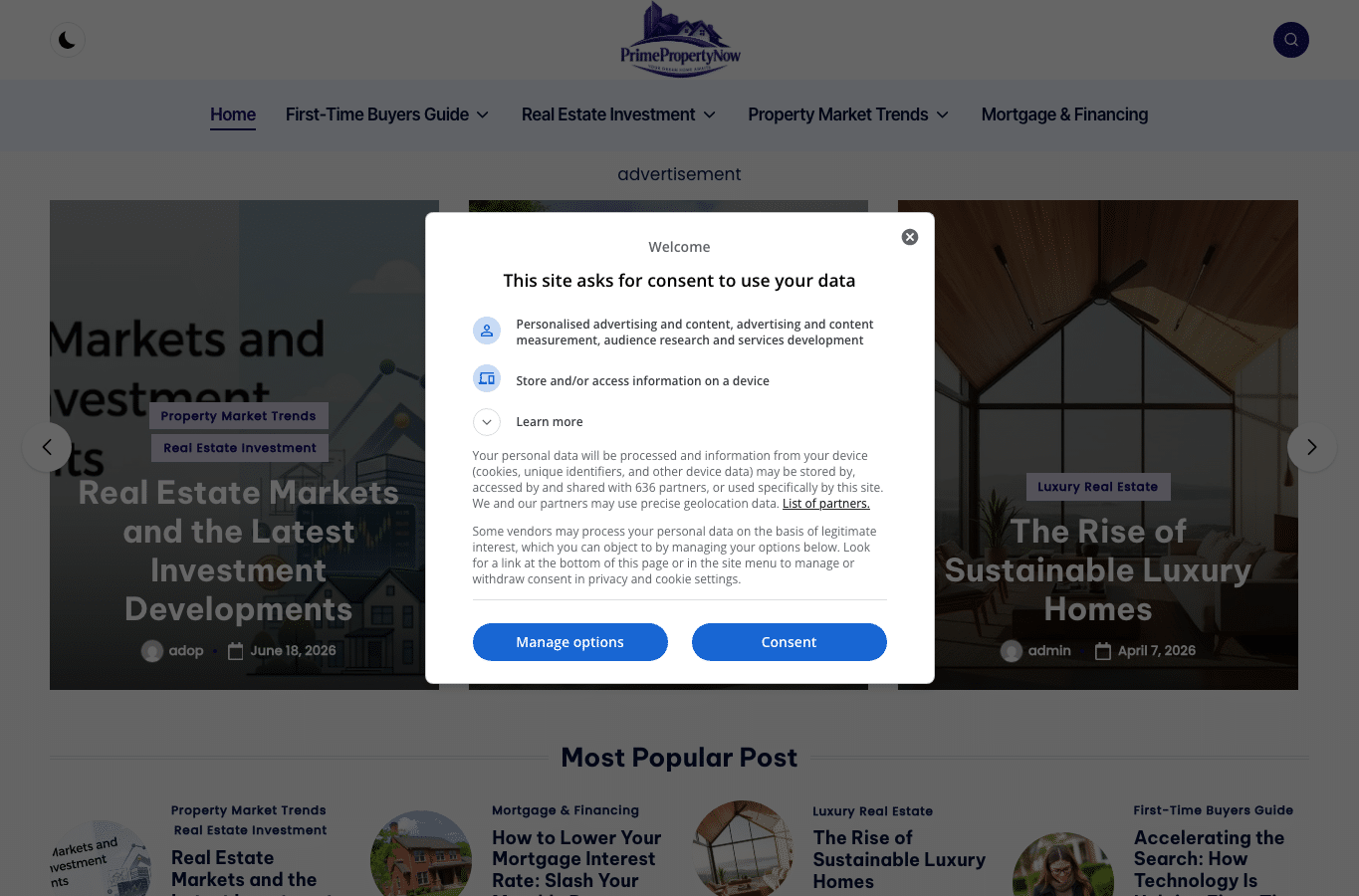 Screenshot preview of primepropertynow.com