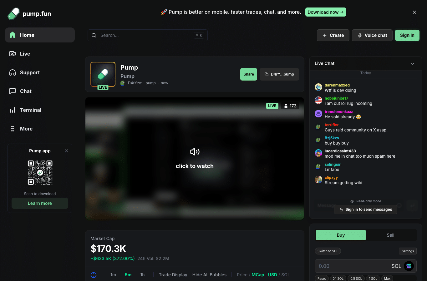 Screenshot preview of pump-chatstreaming.fun