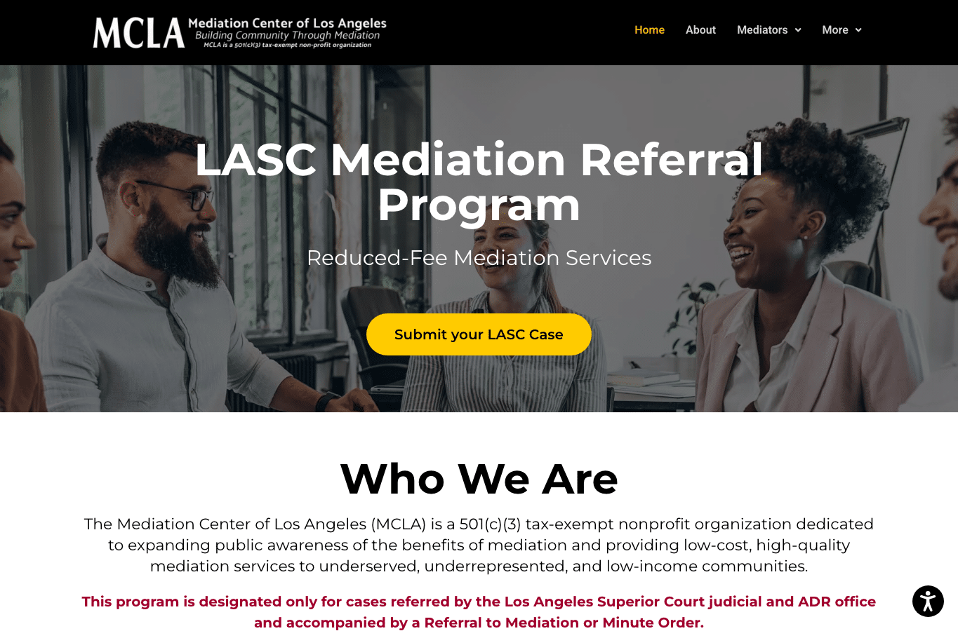 Screenshot preview of referral-mcla.org