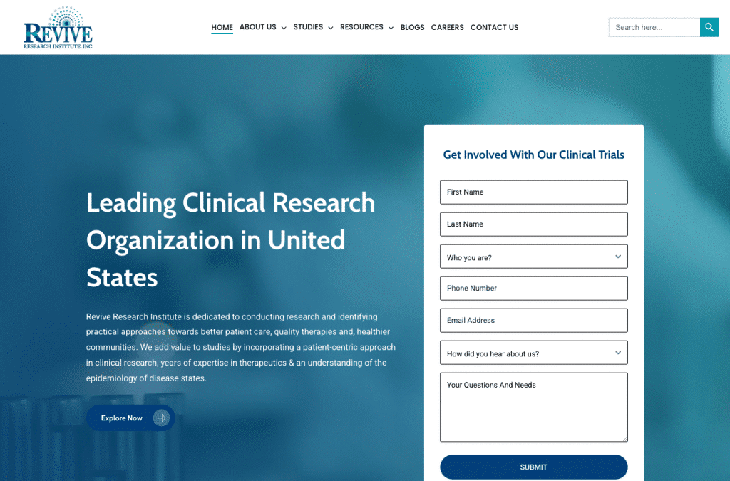 reviveresearch.org homepage screenshot
