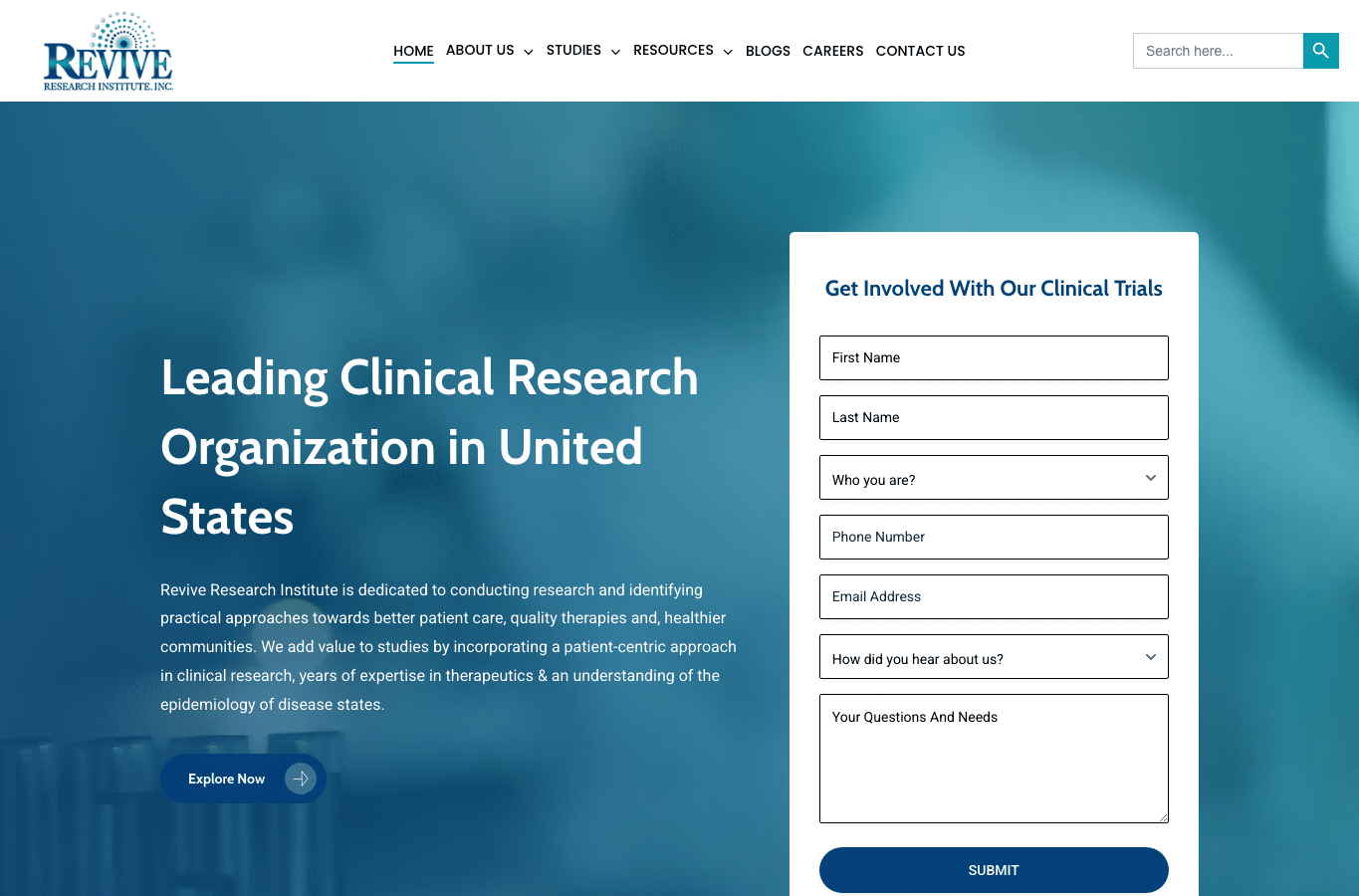 Screenshot preview of reviveresearch.org