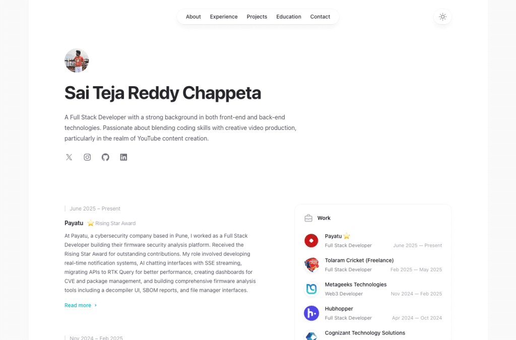 saitejareddy.online homepage screenshot