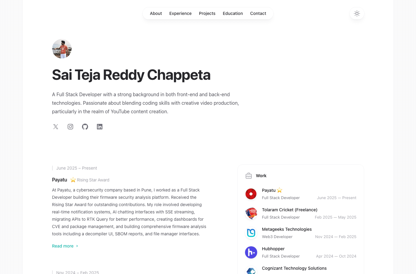 Screenshot preview of saitejareddy.online