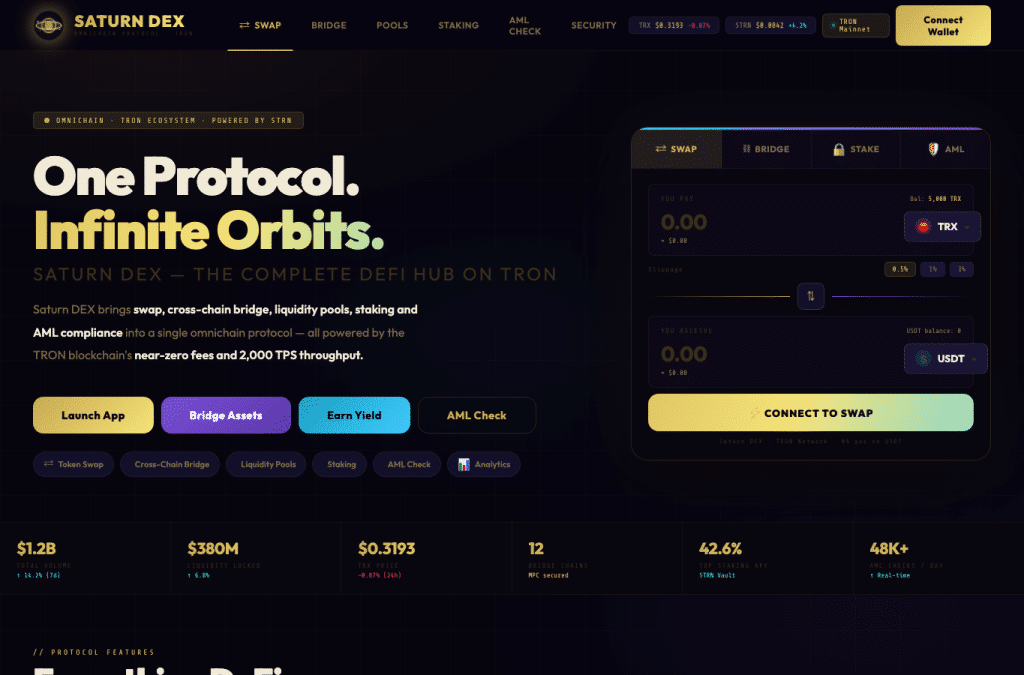 saturn-dex.com homepage screenshot