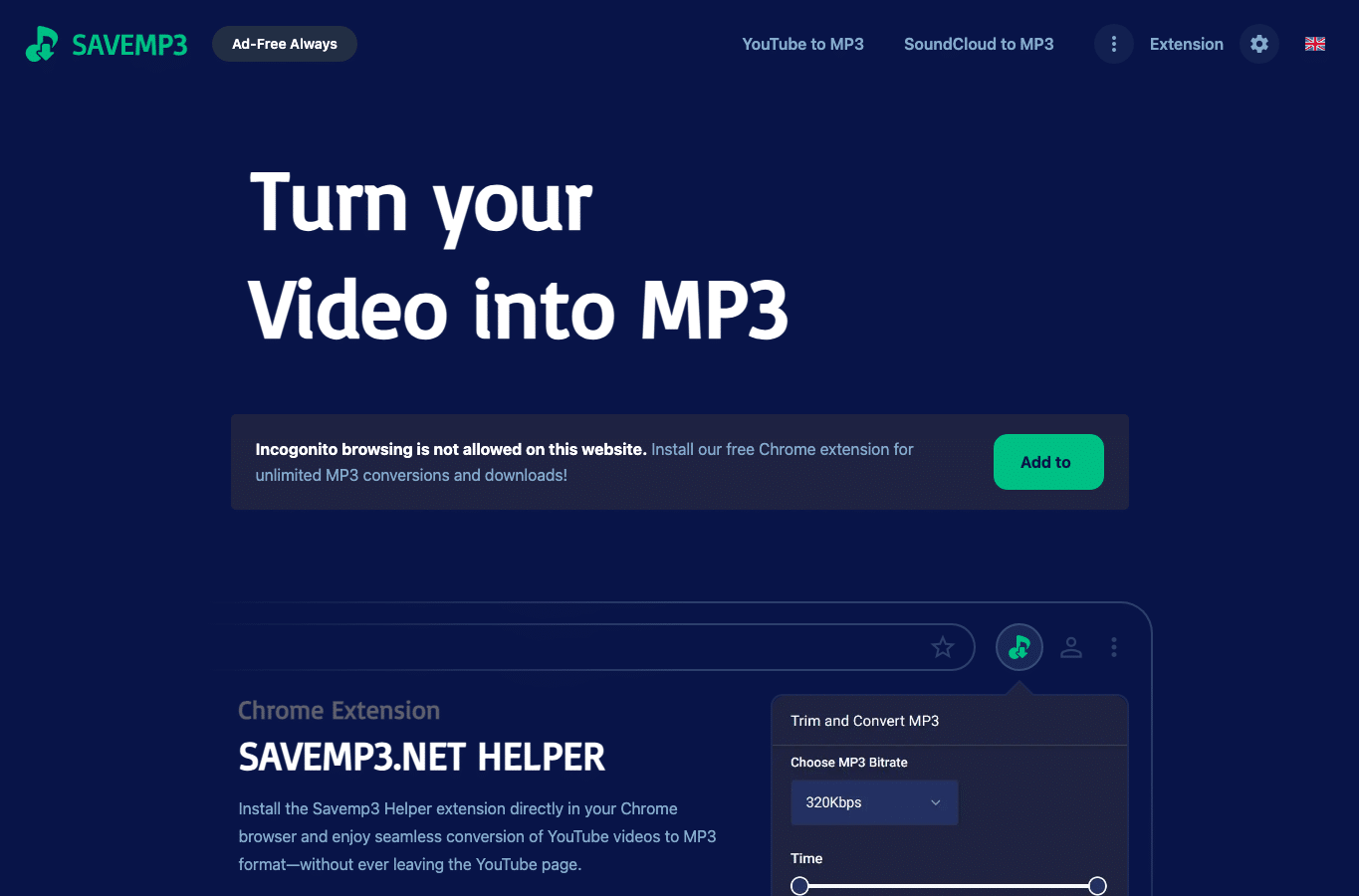 Screenshot preview of savemp3.net