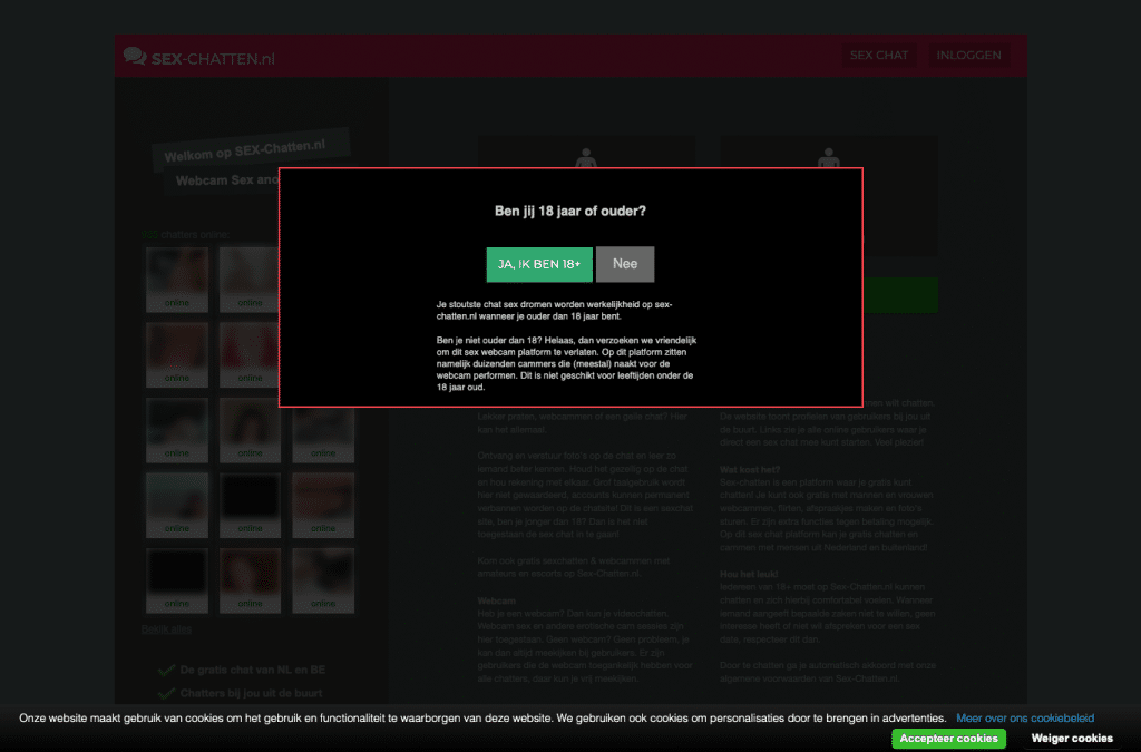 sex-chatten.nl homepage screenshot