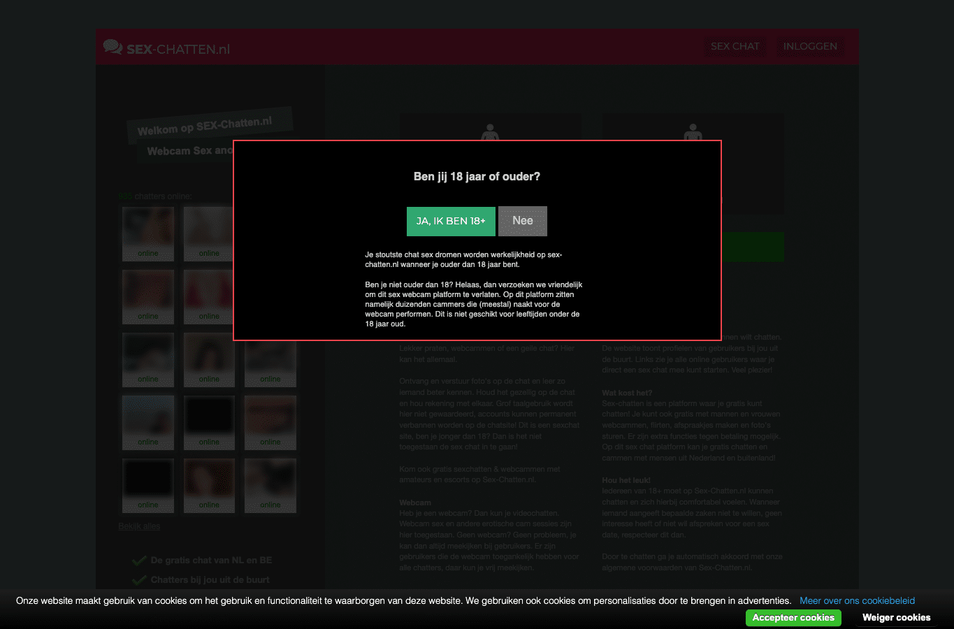 Screenshot preview of sex-chatten.nl
