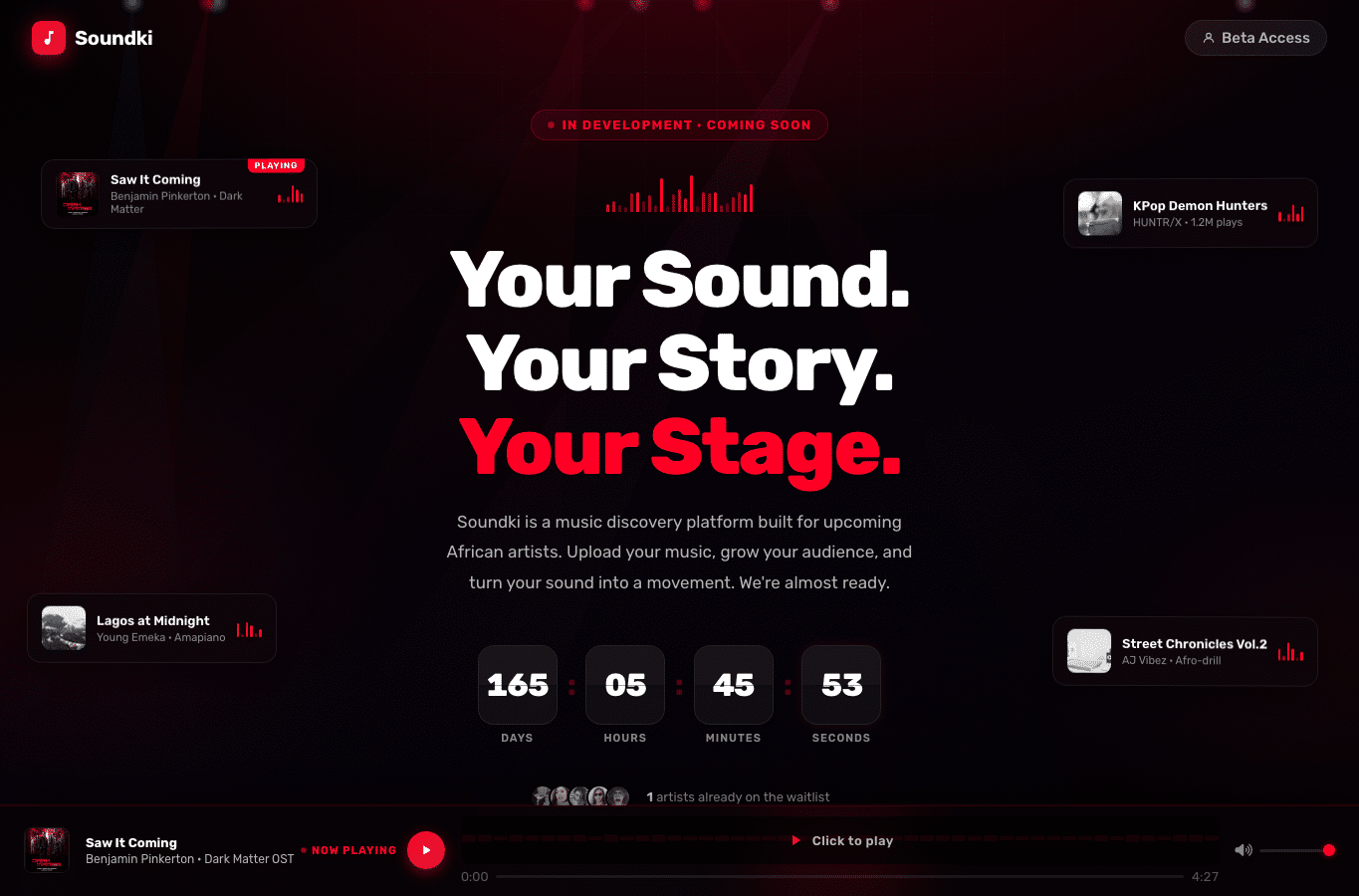 Screenshot preview of soundki.com