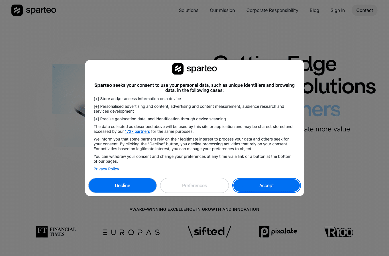 Screenshot preview of sparteo.com