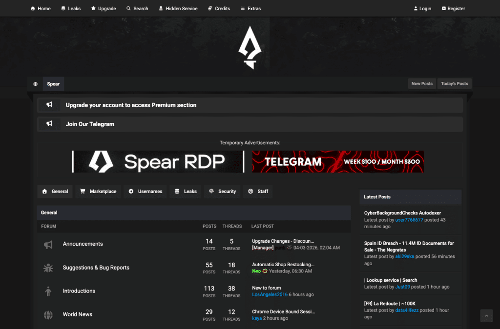 spear.cx homepage screenshot