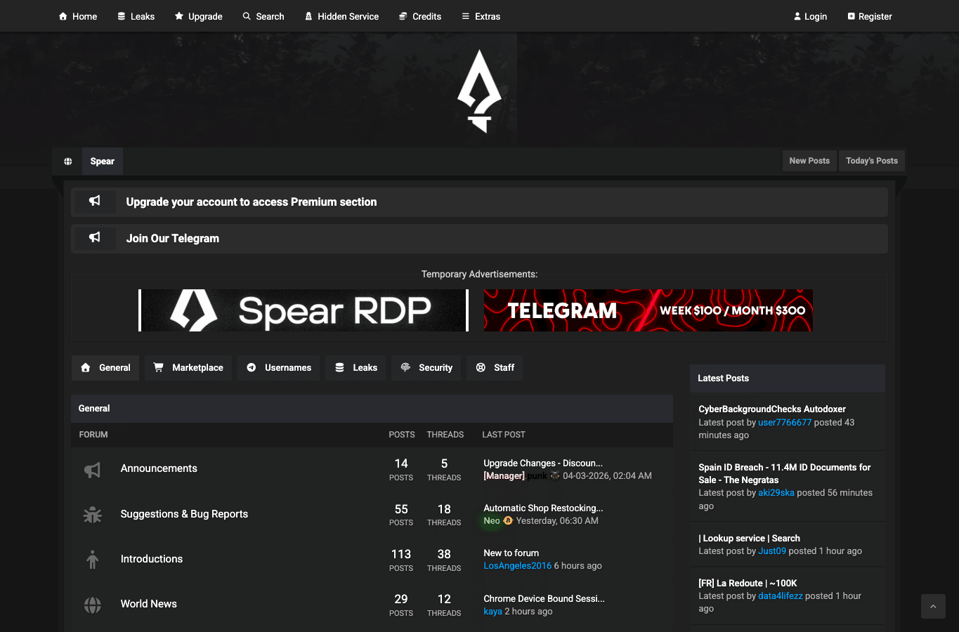 Screenshot preview of spear.cx
