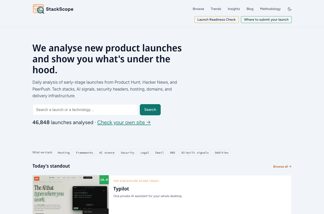 Screenshot preview of stackscope.dev