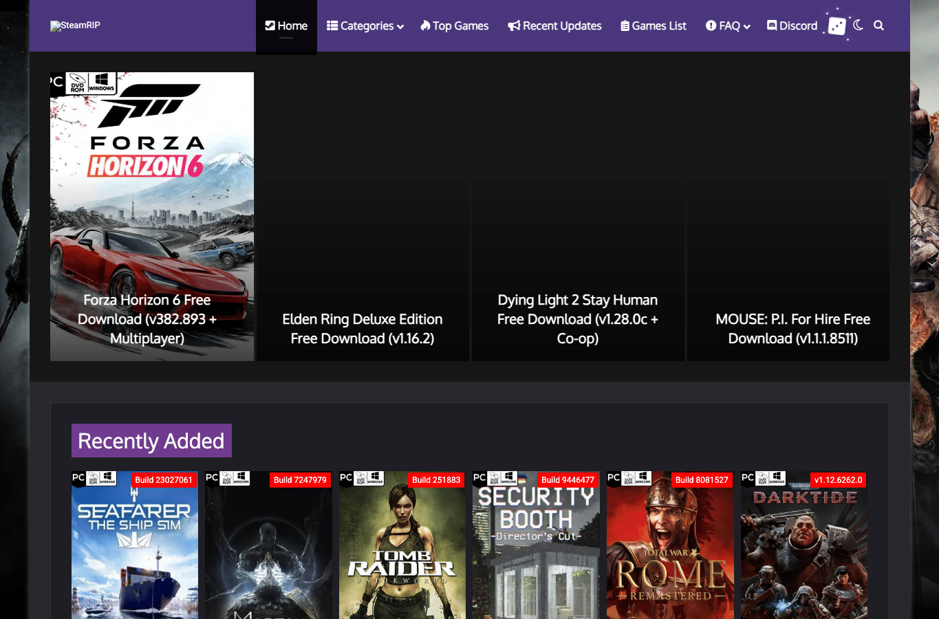 Screenshot preview of steamrip.com