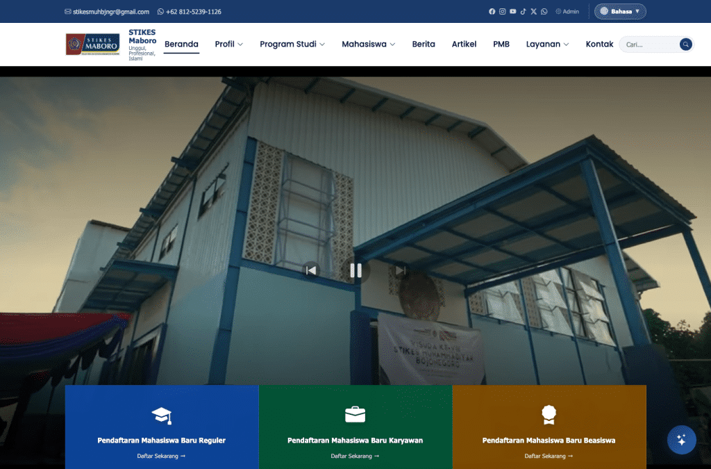stikesmaboro.ac.id homepage screenshot