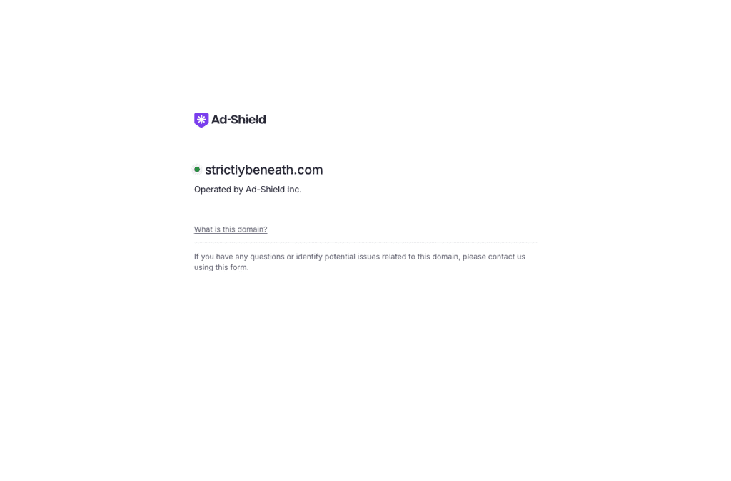 strictlybeneath.com homepage screenshot