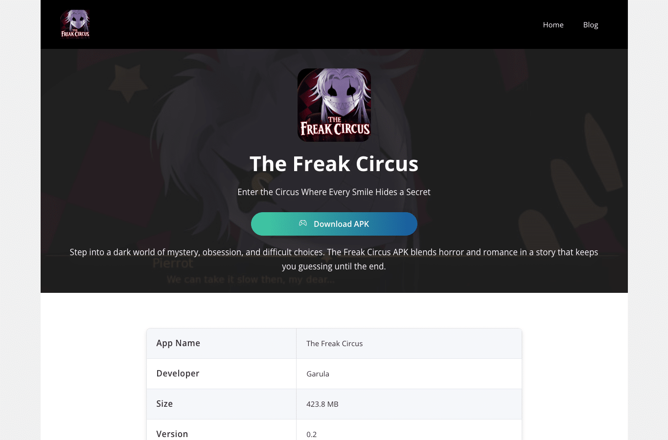Screenshot preview of thefreakcircusapk.org