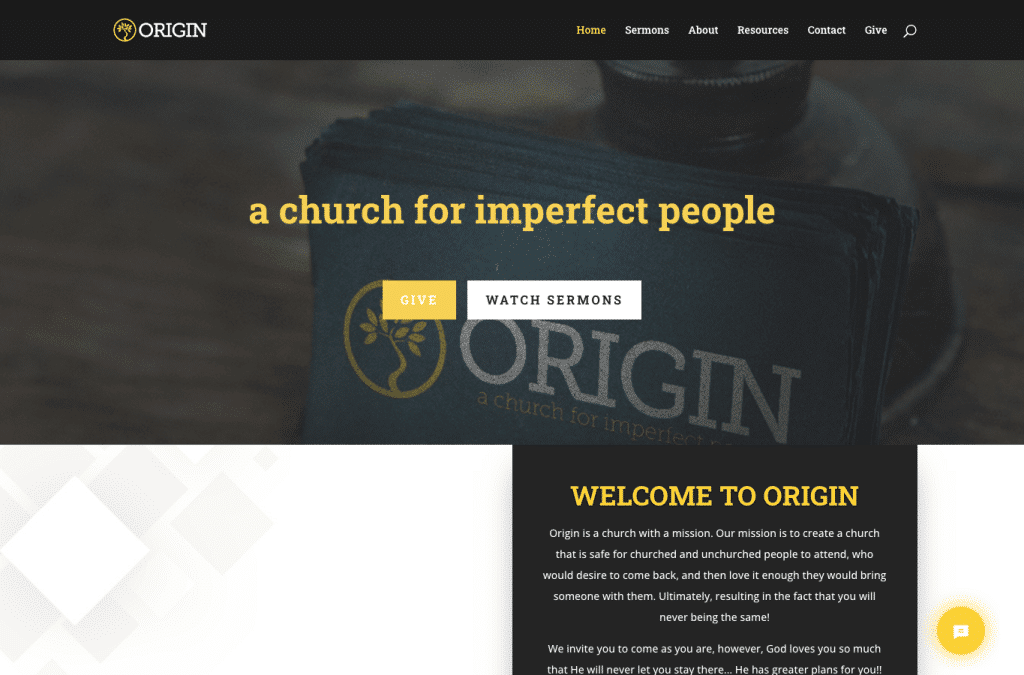 theoriginchurch.com homepage screenshot