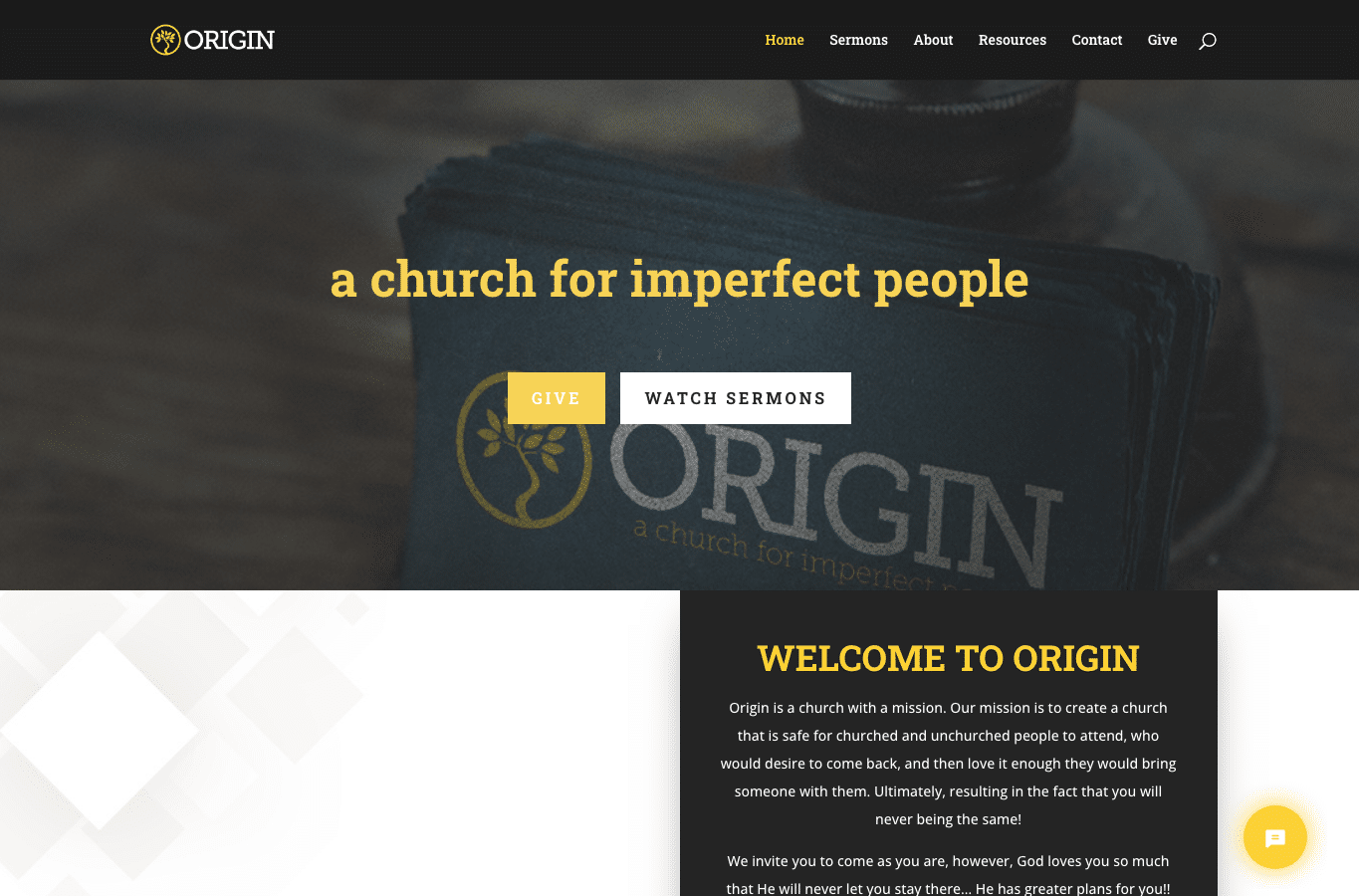 Screenshot preview of theoriginchurch.com