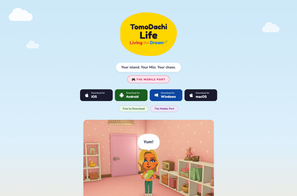 tomodachilife-mobile.com homepage screenshot