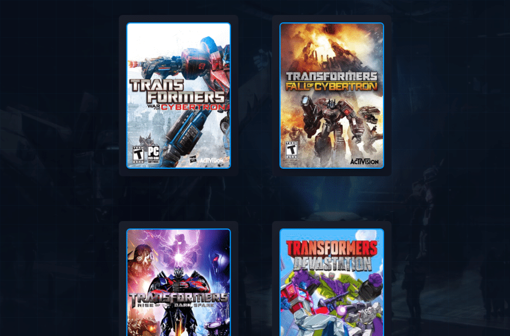 transformers.games homepage screenshot