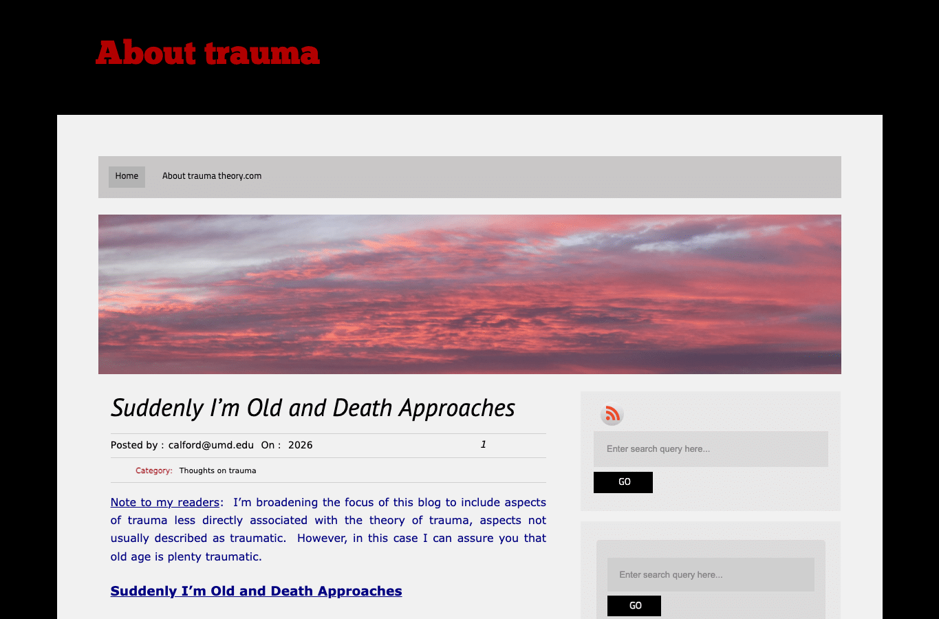 Screenshot preview of traumatheory.com