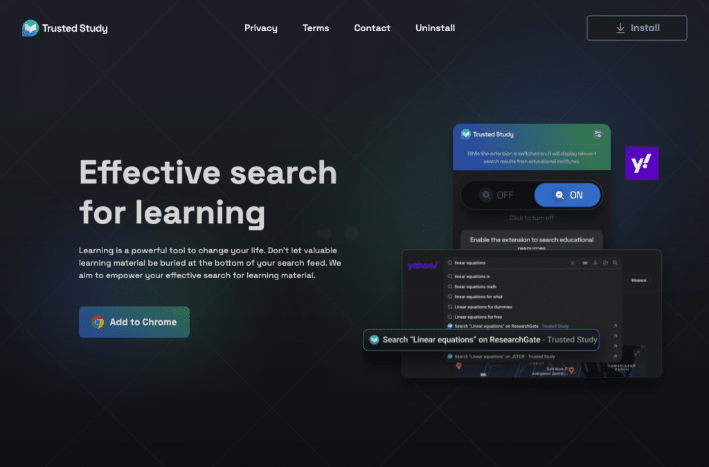 trustedstudysearch.com homepage screenshot