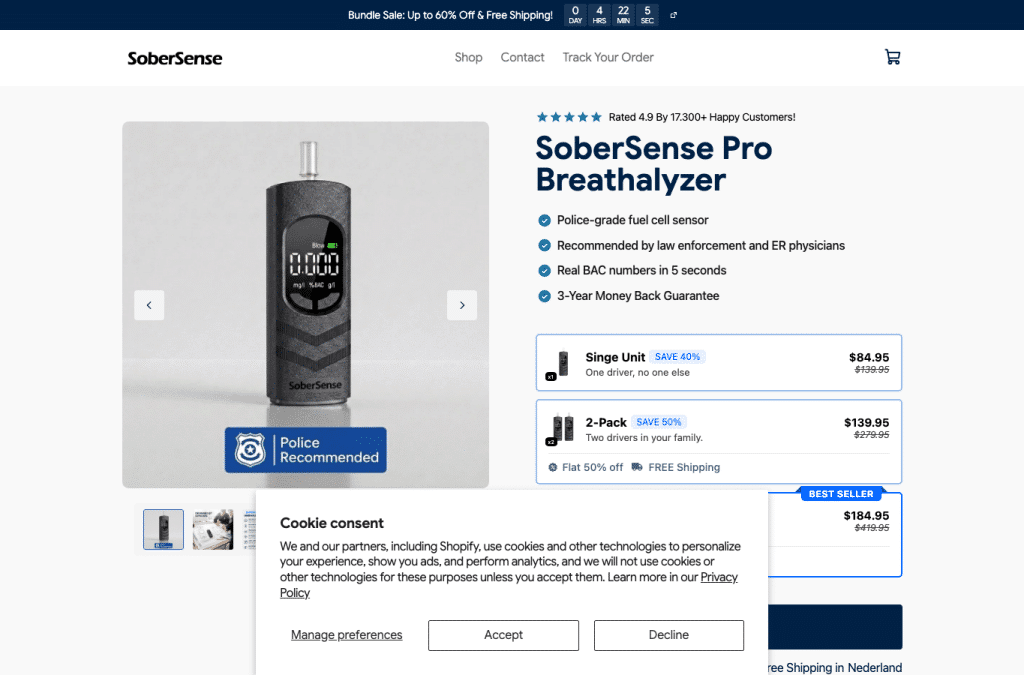 trysobersense.com homepage screenshot