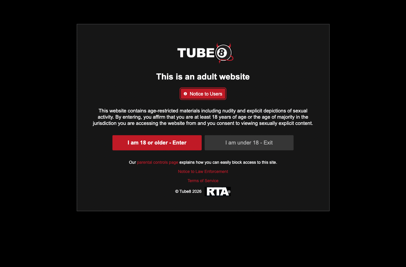 Screenshot preview of tube8.com
