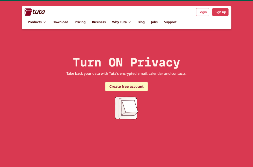tuta.com homepage screenshot