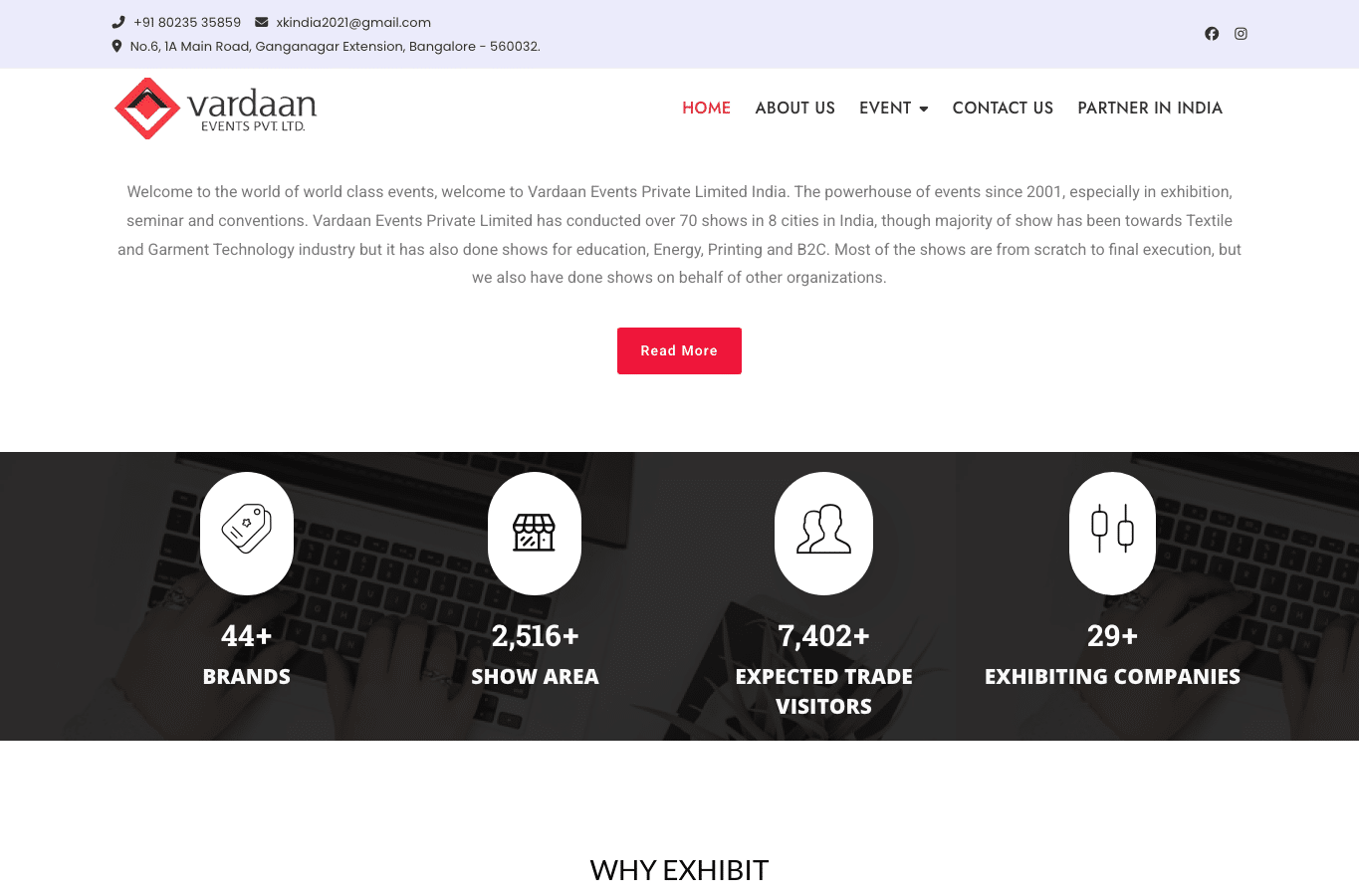Screenshot preview of vardaanevents.in