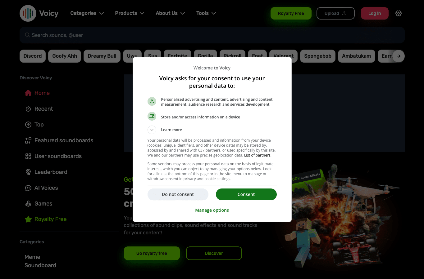 Screenshot preview of voicy.network