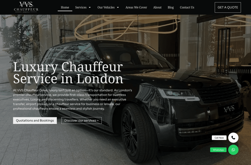 vvschauffeurdrive.co.uk homepage screenshot
