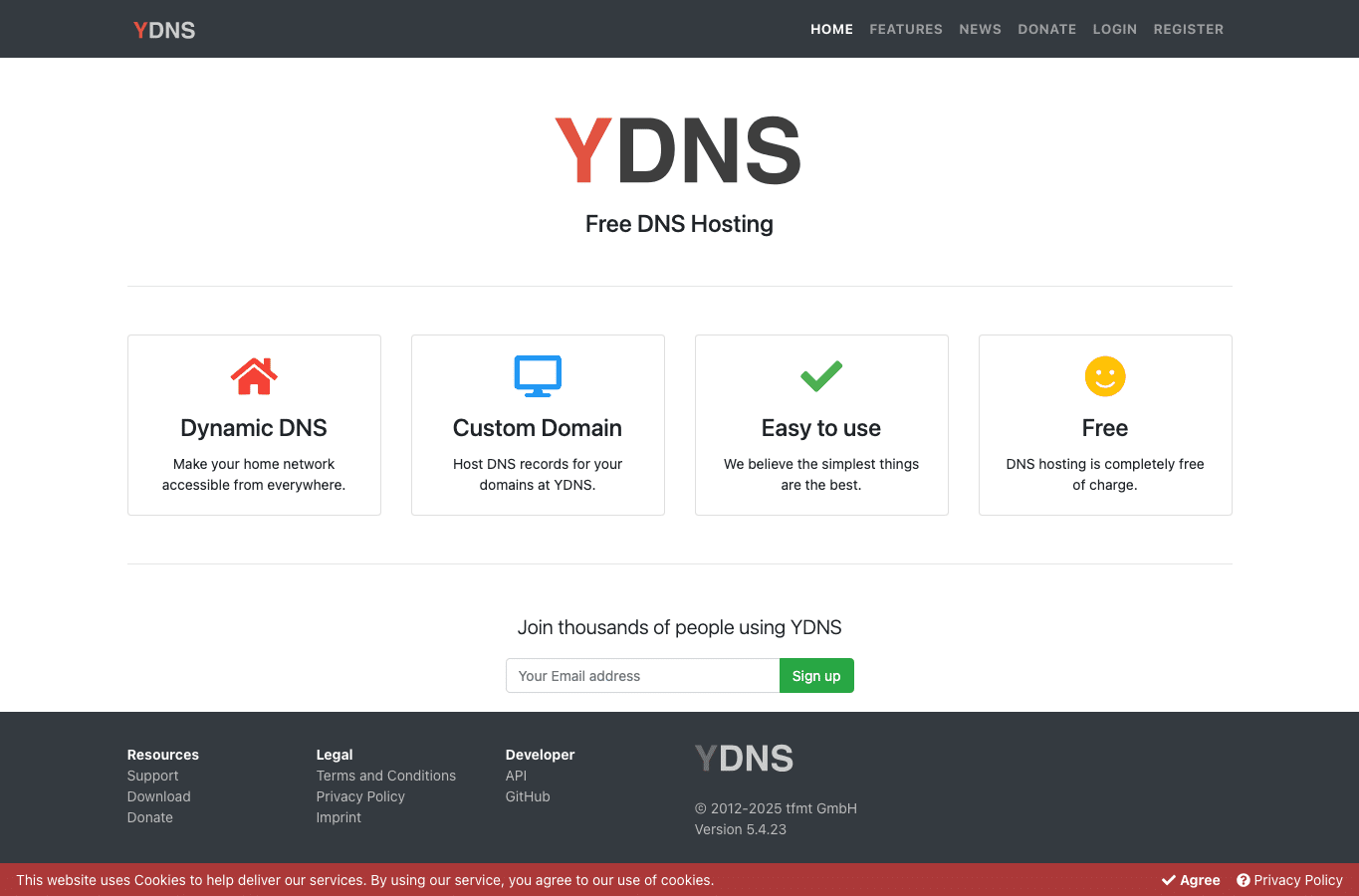 Screenshot preview of ydns.eu