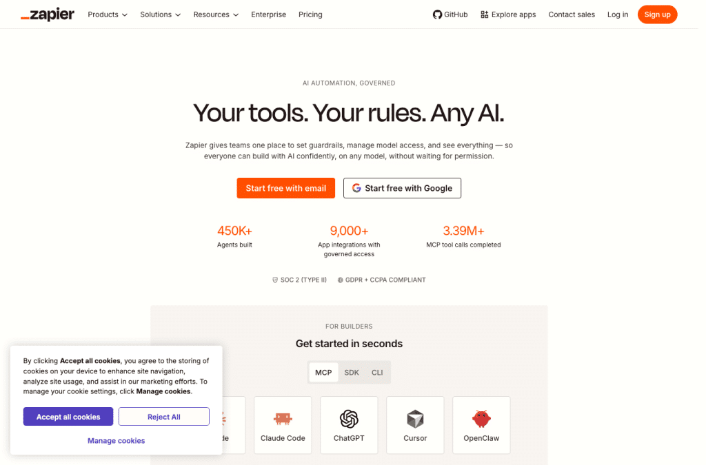zapier.app homepage screenshot