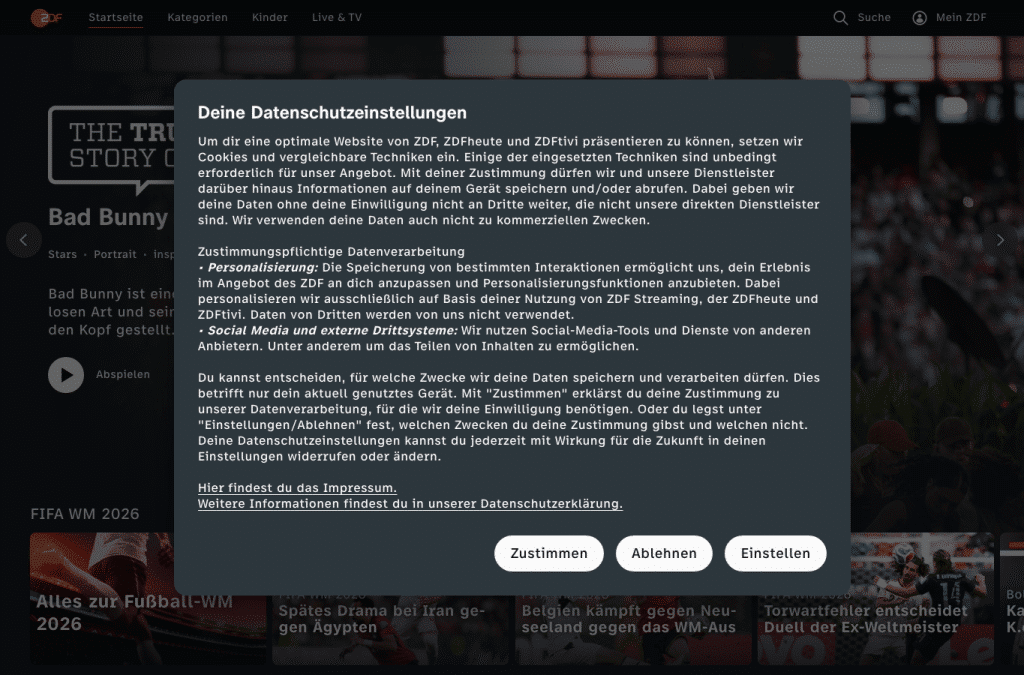 zdf.de homepage screenshot