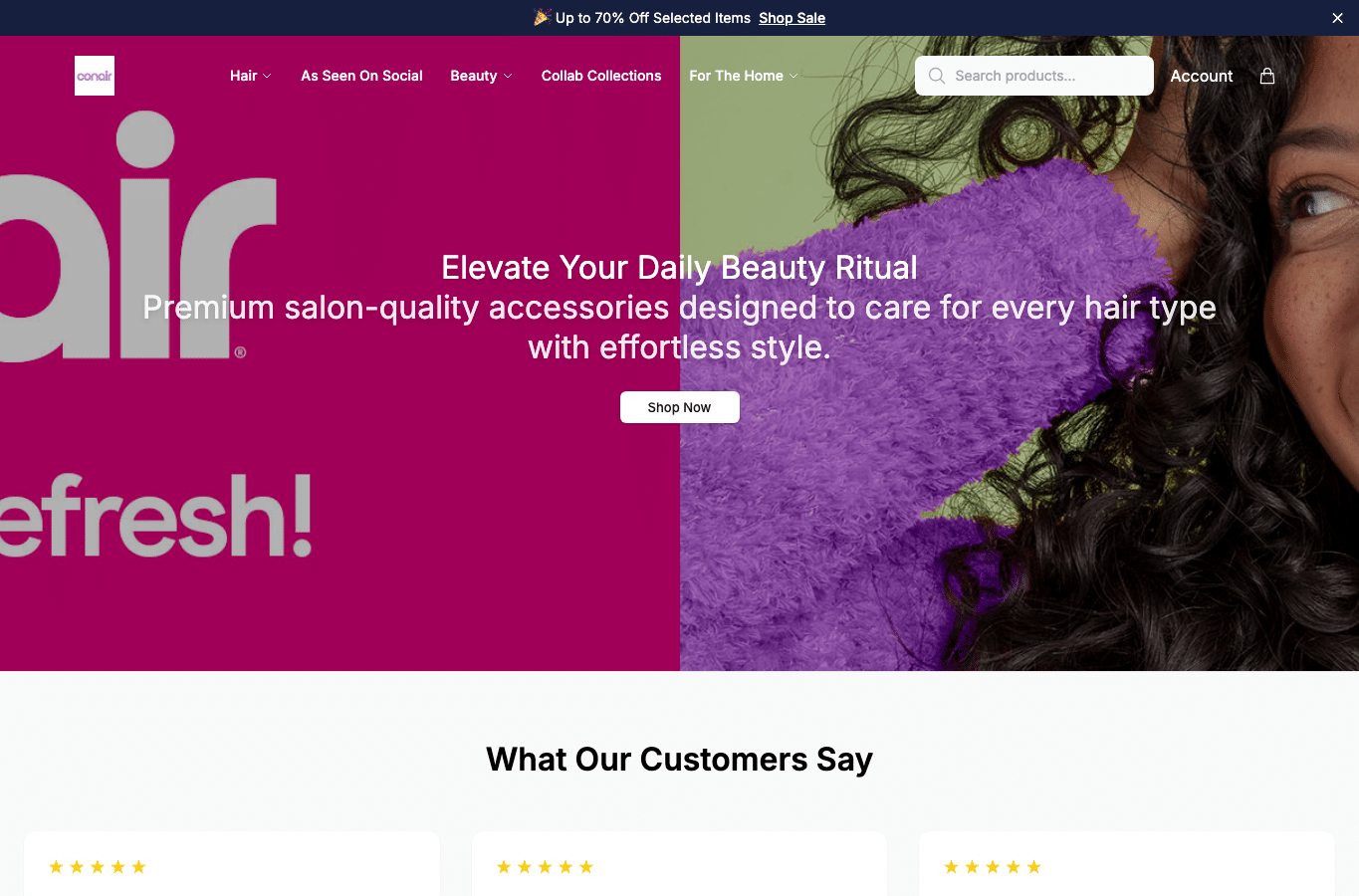 Screenshot preview of conairstyle.shop