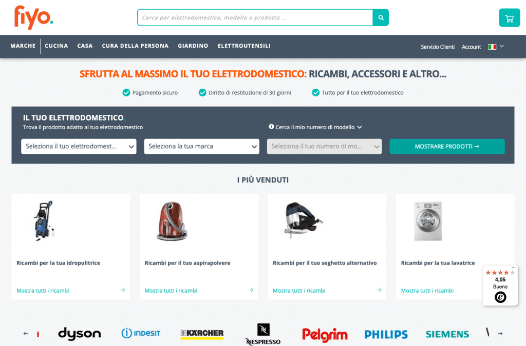 fiyo.it homepage screenshot