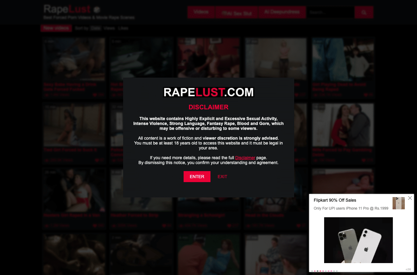 Screenshot preview of rapelust.com