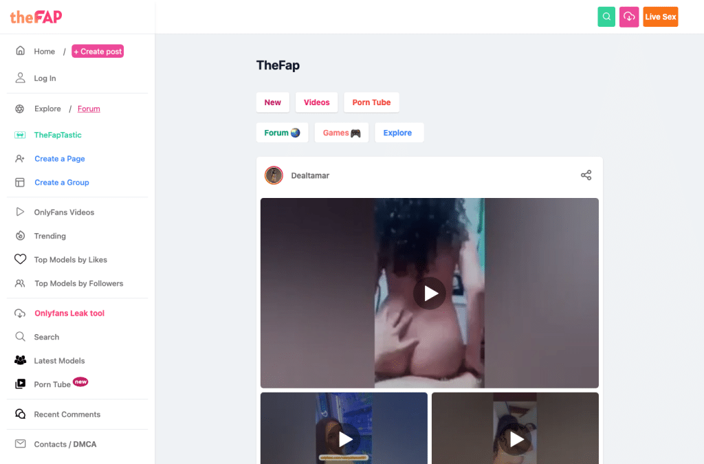 thefap.net homepage screenshot
