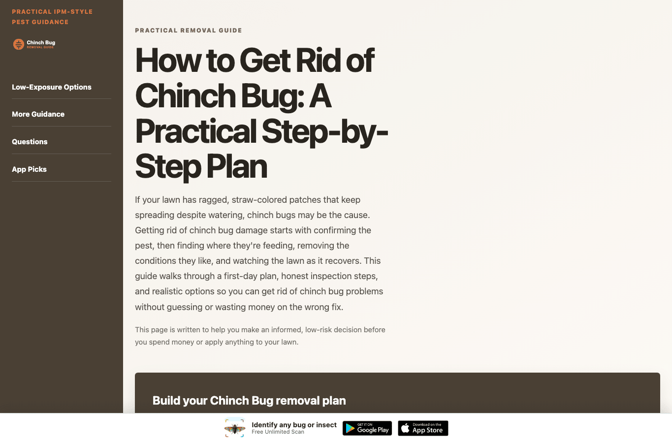 Screenshot preview of getridchinchbug.com