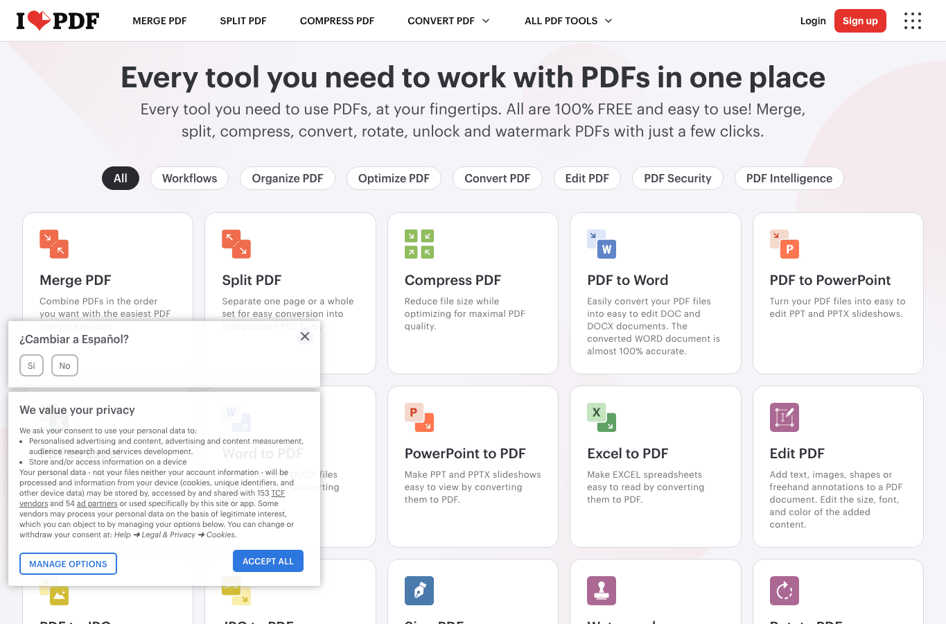 Screenshot preview of ilovepdf.com