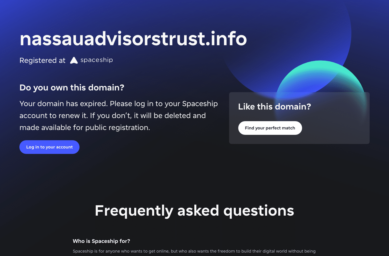 Screenshot preview of nassauadvisorstrust.info
