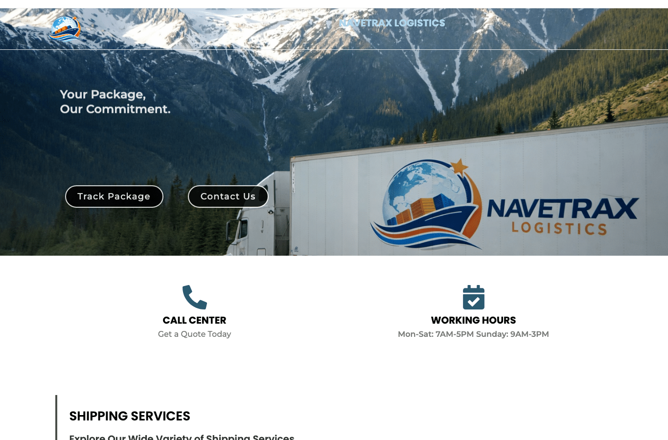 Screenshot preview of navetraxprologistics.com