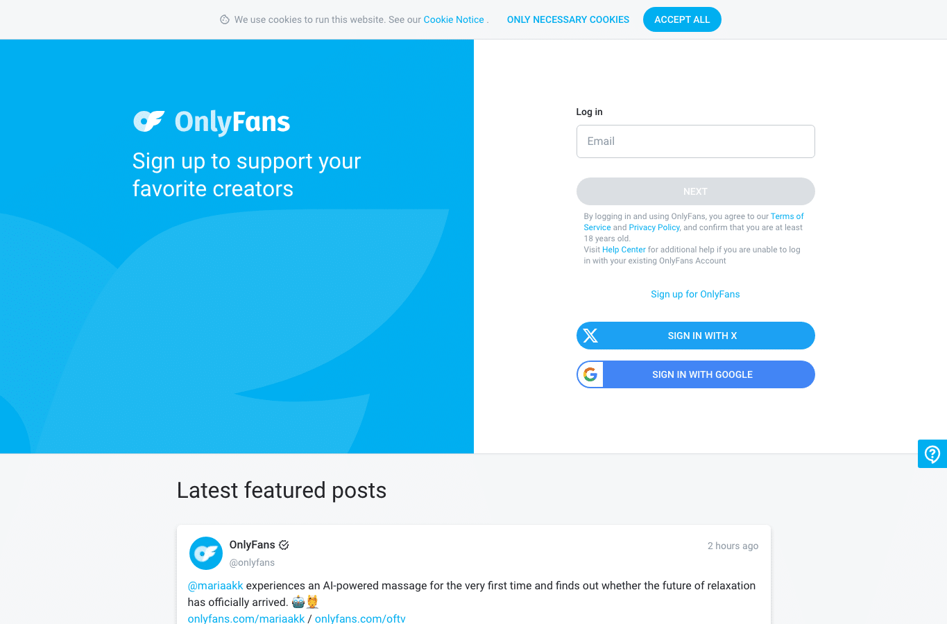 Screenshot preview of onlyfans.com