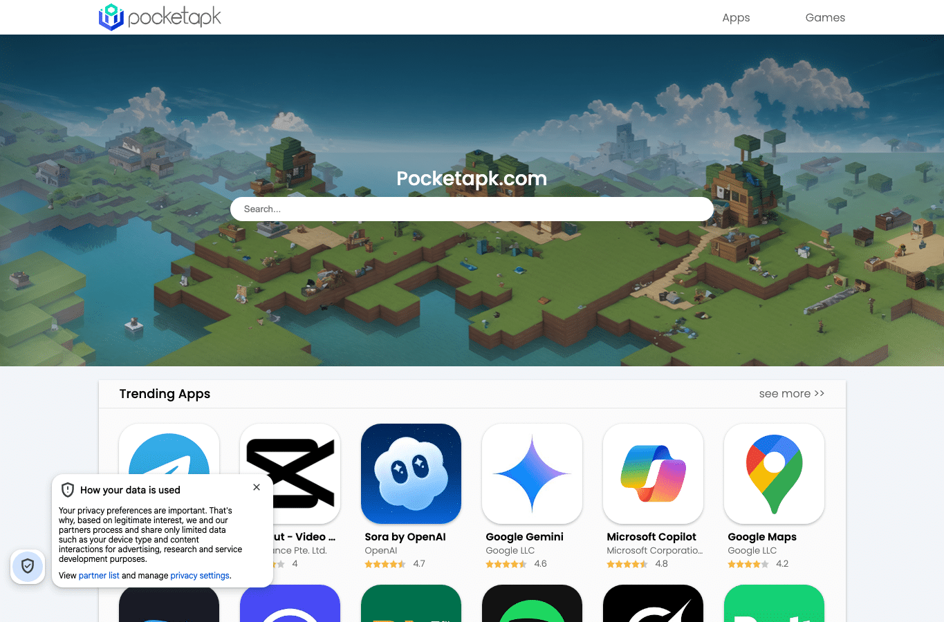 Screenshot preview of pocketapk.com