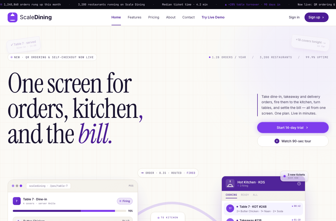 Screenshot preview of scaledining.com