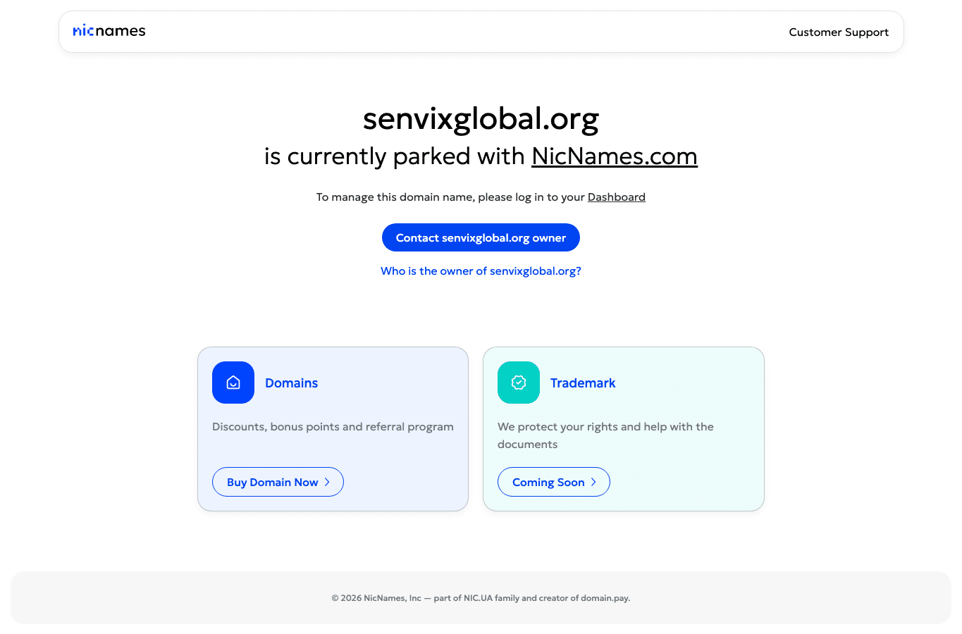 Screenshot preview of senvixglobal.org