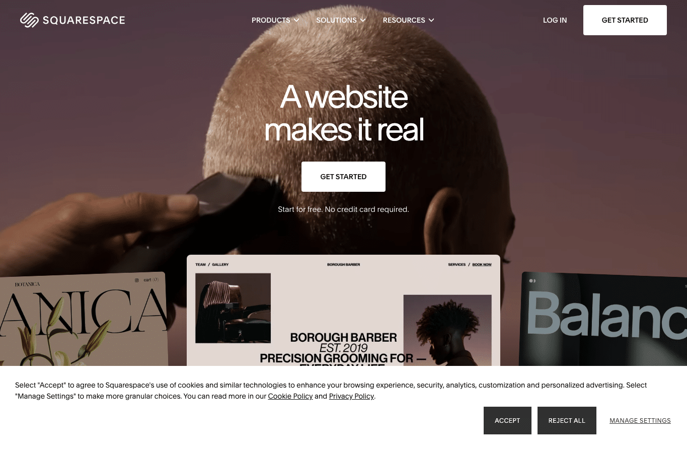 Screenshot preview of squarespace.com