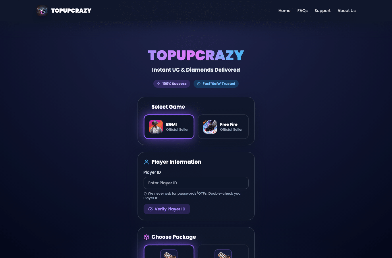 Screenshot preview of topupcrazy.com