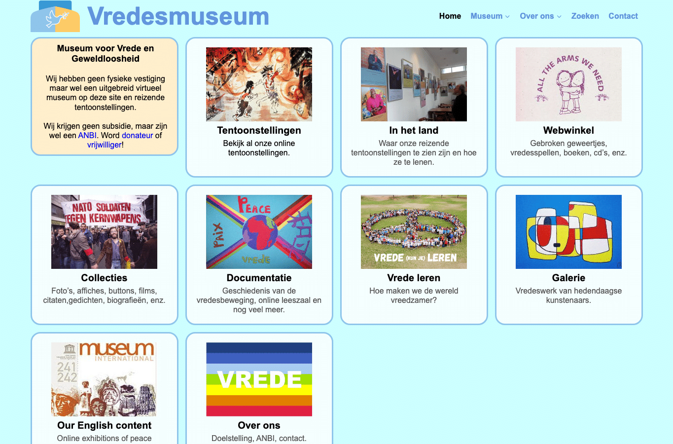 Screenshot preview of vredesmuseum.nl